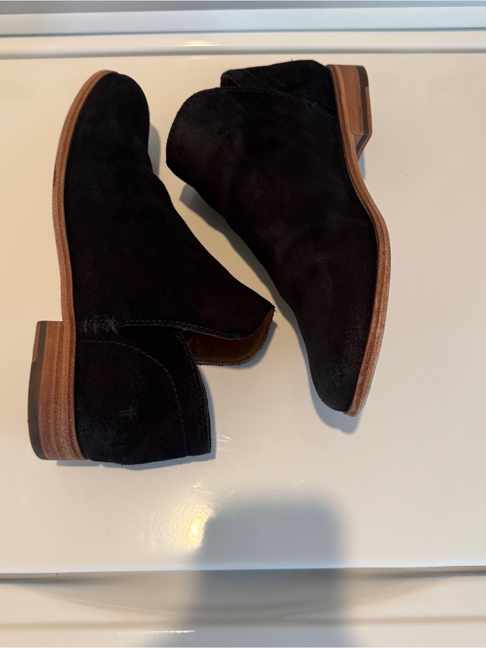 Frye Elyssa Shootie Ankle Boots Black Suede Leather 9M - Picture 5 of 9